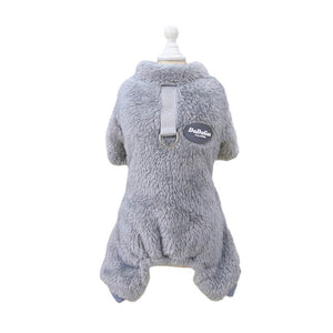 Fleece Pet Elastic Jumpsuit with Pull Ring