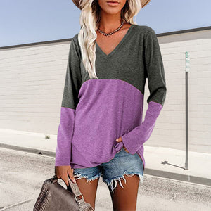 Contrast Panel Long Sleeve Top