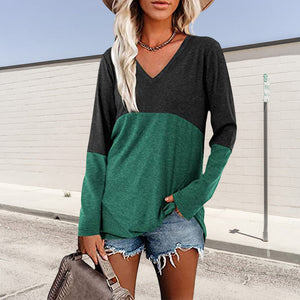 Contrast Panel Long Sleeve Top