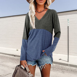 Contrast Panel Long Sleeve Top