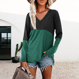 Contrast Panel Long Sleeve Top