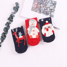 Load image into Gallery viewer, Christmas Cartoon Jacquard Cotton Women&#39;s Socks, 3 Sets