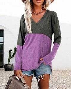 Contrast Panel Long Sleeve Top