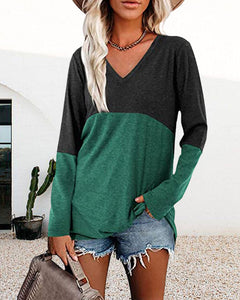 Contrast Panel Long Sleeve Top