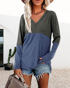 Contrast Panel Long Sleeve Top