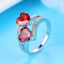 Load image into Gallery viewer, Double Heart Zircon Ring