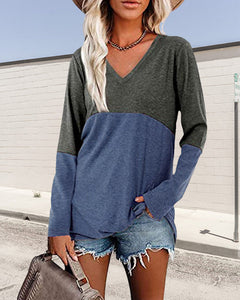 Contrast Panel Long Sleeve Top