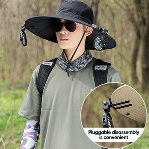 Wide Brim Solar Fan Outdoor Fishing Hat