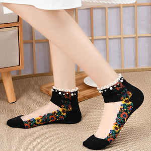 Summer Breathable Vintage Pearl Socks