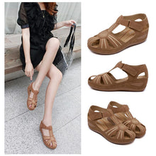 Load image into Gallery viewer, Hollow Out Lightweight Breathable Velcro Pure Color Sandals