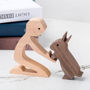 Gift For Pet Lovers - Wood Sculpture Table Ornaments - The Love Between You And Your Fur-Friend