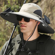 Load image into Gallery viewer, Wide Brim Solar Fan Outdoor Fishing Hat