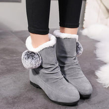 Load image into Gallery viewer, Women Suede Hairball Round Toe Wedges Shoes