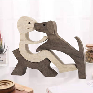 Gift For Pet Lovers - Wood Sculpture Table Ornaments - The Love Between You And Your Fur-Friend