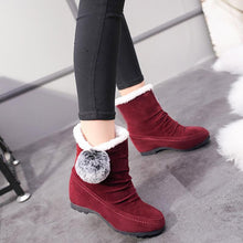 Load image into Gallery viewer, Women Suede Hairball Round Toe Wedges Shoes