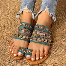 Load image into Gallery viewer, Ethnic boho style toe ring sandals