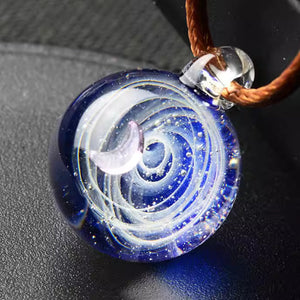 Cosmic starry glass bead pendant necklace