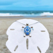 Load image into Gallery viewer, Blue Opal Sea Turtle Necklace