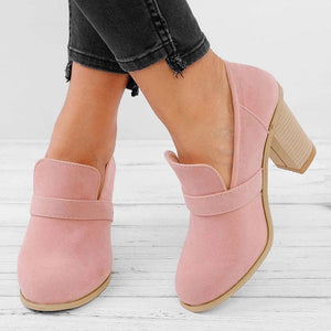 Women Fall Ankle Boots Middle Heel Shoes