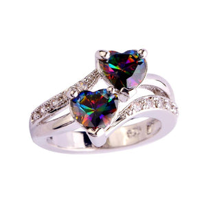 Double Heart Zircon Ring