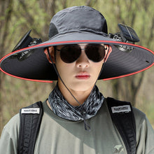 Load image into Gallery viewer, Wide Brim Solar Fan Outdoor Fishing Hat