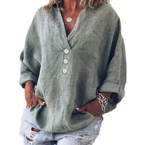 Cotton Linen Lapel Loose Shirt