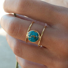 Load image into Gallery viewer, Natural Turquoise Gold Ring