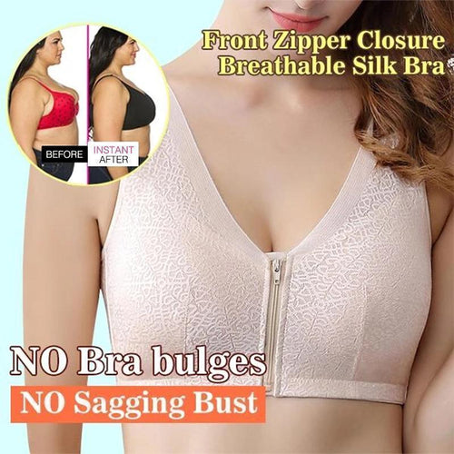 Front Zipper Breathable Bra