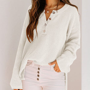 Button Solid Sweater