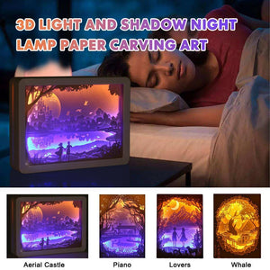 3D Light and Shadow Night Lamp Paper Carving Art