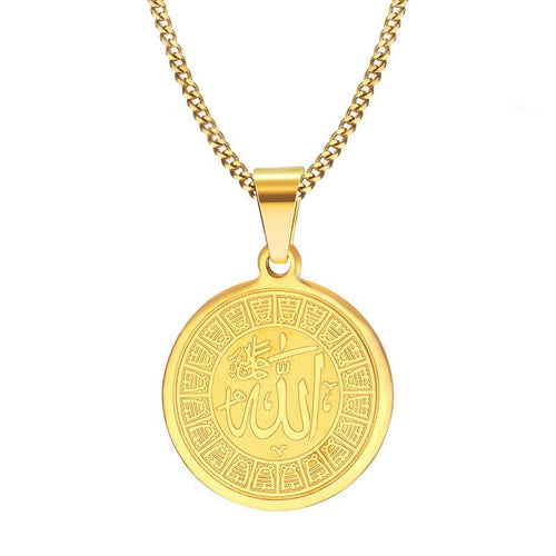 Round Pendant Golden Necklace