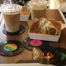 Load image into Gallery viewer, Vinyl Record Coasters with Retro Vinyl Player Holder