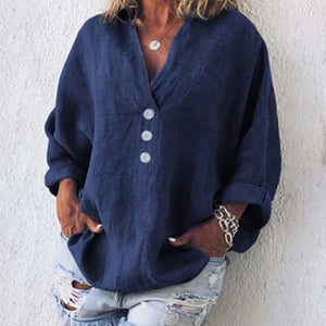 Cotton Linen Lapel Loose Shirt