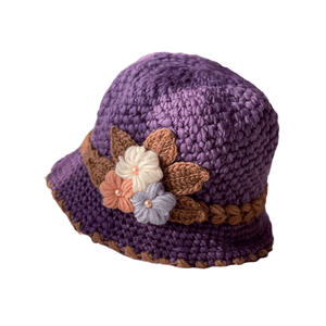 French Thicken Women's Flowers Knitted Woolen Hat