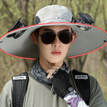 Load image into Gallery viewer, Wide Brim Solar Fan Outdoor Fishing Hat