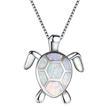 Load image into Gallery viewer, Blue Opal Sea Turtle Necklace