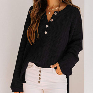 Button Solid Sweater