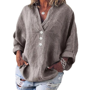 Cotton Linen Lapel Loose Shirt