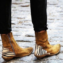 Load image into Gallery viewer, Casual Pointed Toe Zebra-Striped Boots