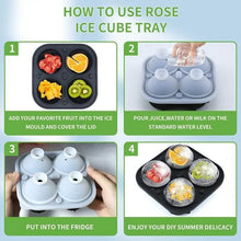 Load image into Gallery viewer, 4-Compartment Large Rose Ice Cube Mold