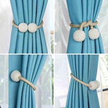 Load image into Gallery viewer, Hirundo Pearl Curtain Tiebacks with Strong Magnetic Clips, 2 pcs