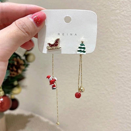 Asymmetric Santa Earrings