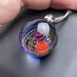 Cosmic starry glass bead pendant necklace