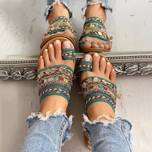 Load image into Gallery viewer, Ethnic boho style toe ring sandals