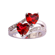 Load image into Gallery viewer, Double Heart Zircon Ring