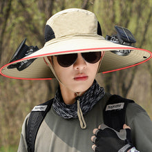 Load image into Gallery viewer, Wide Brim Solar Fan Outdoor Fishing Hat