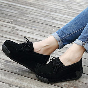 Women  Genuine Leather  Flats Platform Shoes