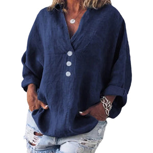 Cotton Linen Lapel Loose Shirt