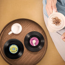 Load image into Gallery viewer, Vinyl Record Coasters with Retro Vinyl Player Holder