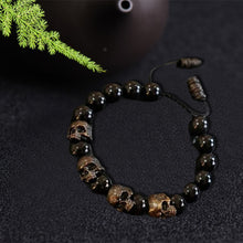 Load image into Gallery viewer, The Sterling Silver Skull Army Onyx Bead Bracelet